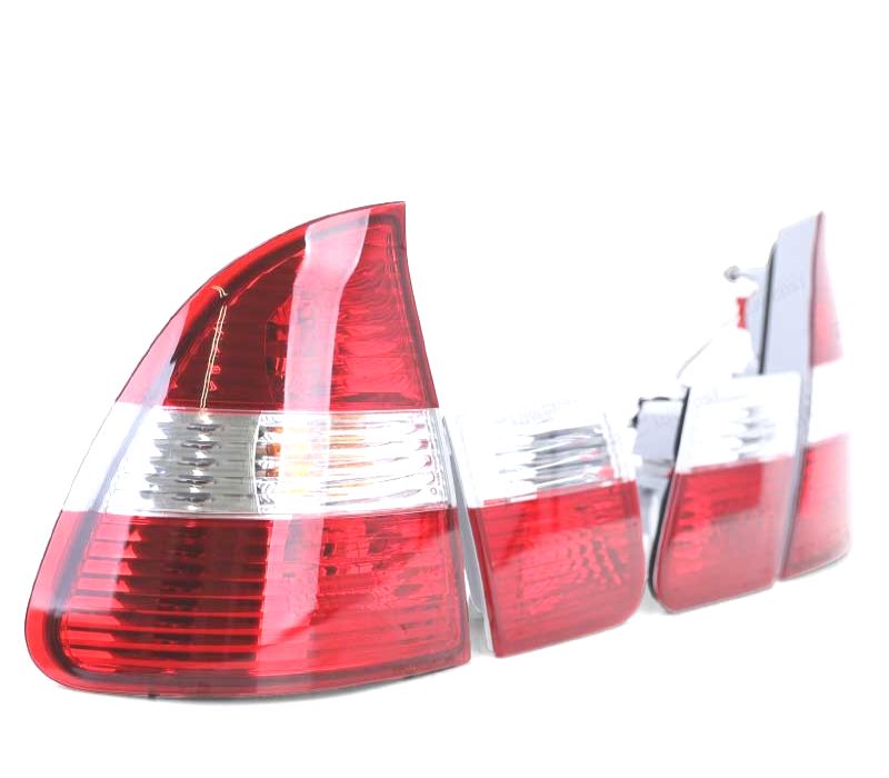 FAROLINS TRASEIROS BMW E46 TOURING 98-05 VERMELHO BRANCO