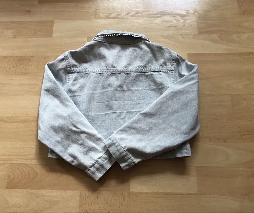 Укорочений стильний джинсовий жакет для дівчаток ріст 116-122-128 см