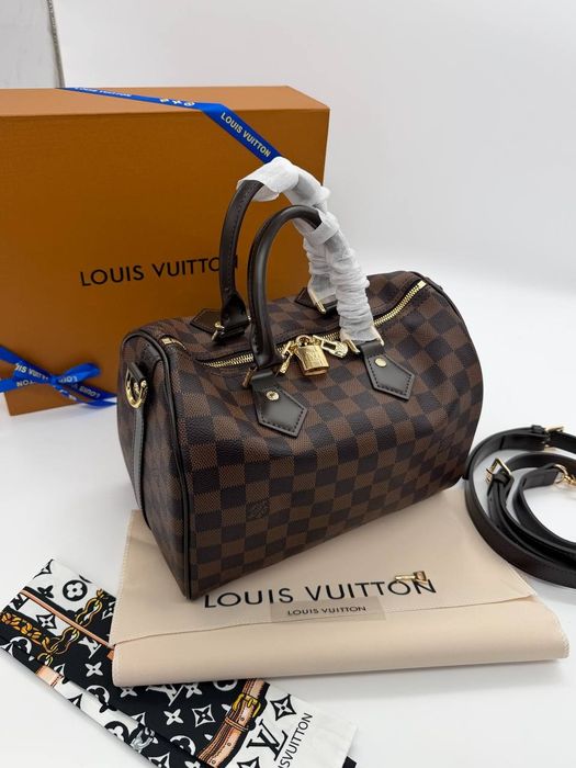 Louis Vuitton Speedy Bandouliete 25 Damier Ebene , кожаная сумка новая