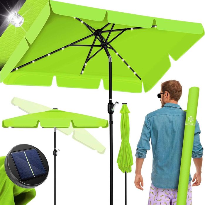 Nowy parasol prostokątny KESSER /patio/ ogrodowy/ LED / 205x125 !4347!