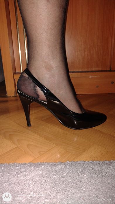 Ekskluzywne nowe czarne cienkie nylonowe pończochy LM roz 6/7+gratis.