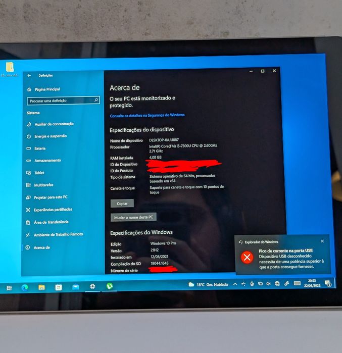 Microsoft Surface Pro 5 para peças ou reparação