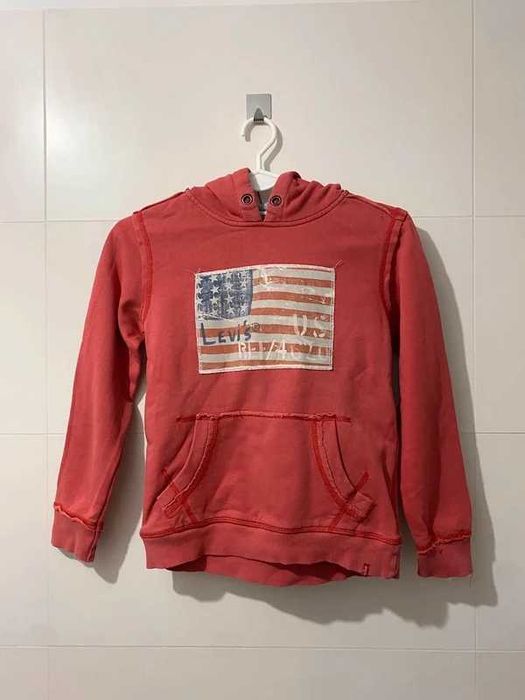 Czerwona/koralowa bluza z kapturem kangurek Levi's Strauss 128cm