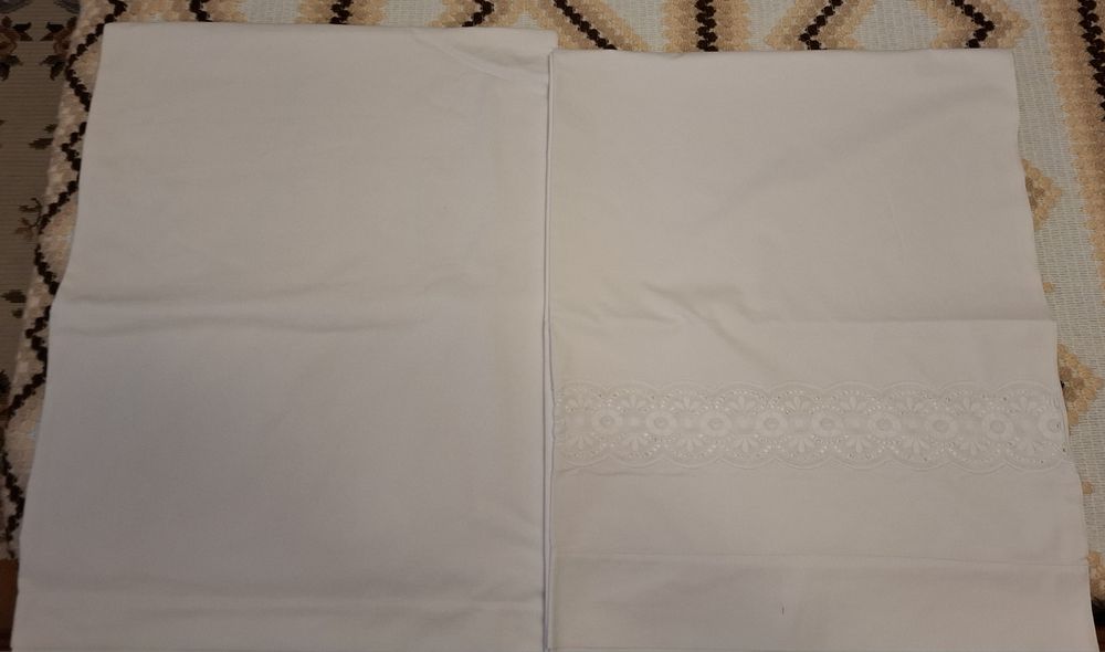 Lençóis de casal bodados brancos novos