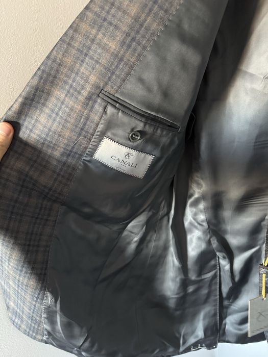 Canali marynarka 100% wool szaro-brązowa krata 56R idealna na zimę
