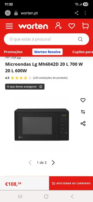 Micro ondas Lg 20l