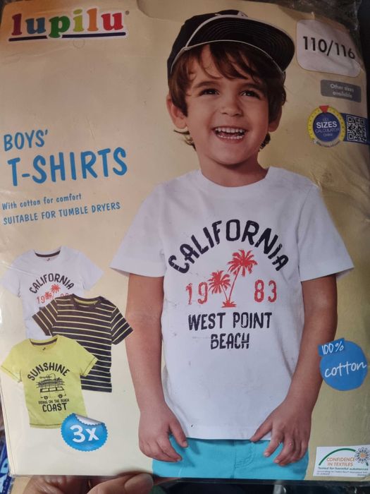 NOWE T-shirt 3 szt R 110/116 LUPILU koszulki krótki rękaw paka zestaw