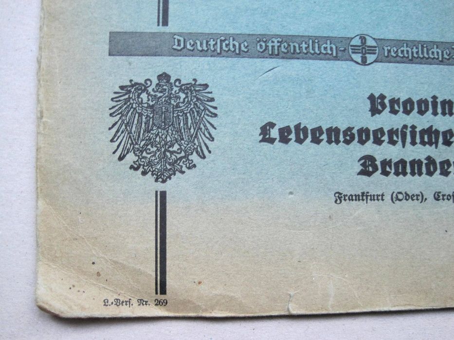 Aktówka niemieckiego towarzystwa ubezpieczeń- Frankfurt (Oder) do 1945