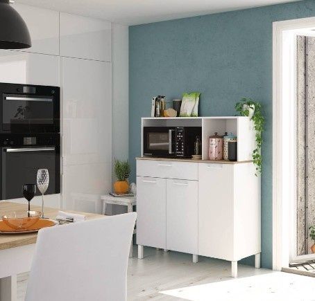 Armário de cozinha "Kira" - 3 portas + 1 gaveta - 126 x 108 x 40 cm - Branco