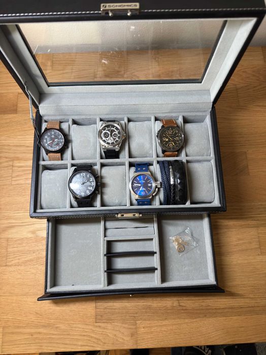 Caixa para Relógios SONGMICS 12 Compartimentos + Gaveta