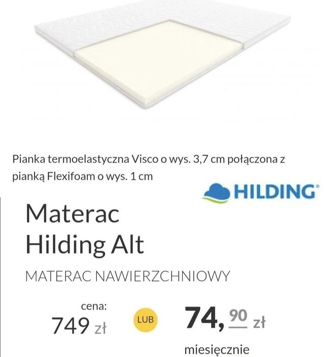 # materac  nawierzchniowy Hilding Alt 140x200 jak nowy #