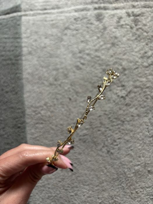 Opaska do włosów złota ślubna