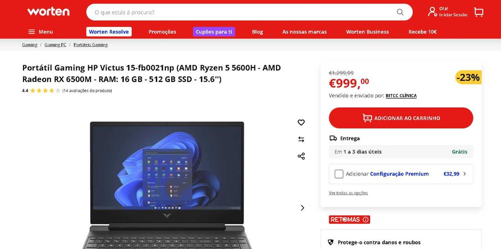 Portátil Gaming HP Victus 15-fb0021np