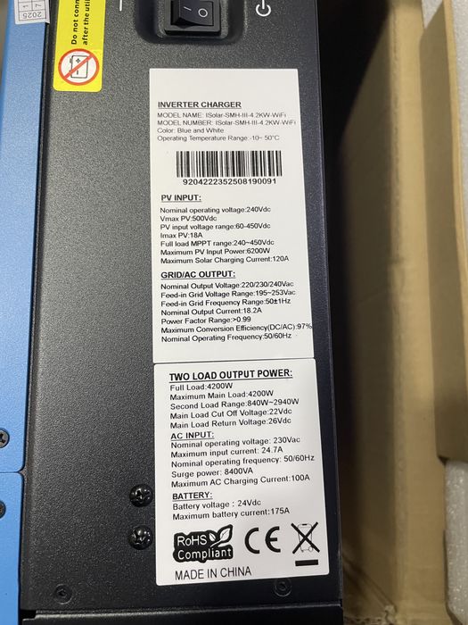 НОВЫЙ!!! Гибридный инвертор EAsun power 4.2 ISolar-SMH-III-4.2KW-WiFi