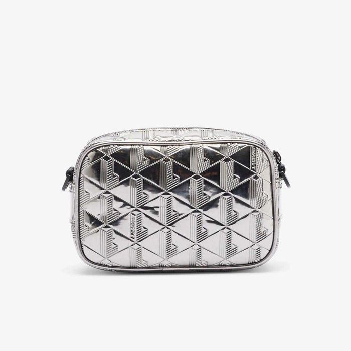 100% ОРИГІНАЛ Lacoste monogram crossbody silver chrome bag сумка кросбоді монограма через плече унісекс NU4904BG