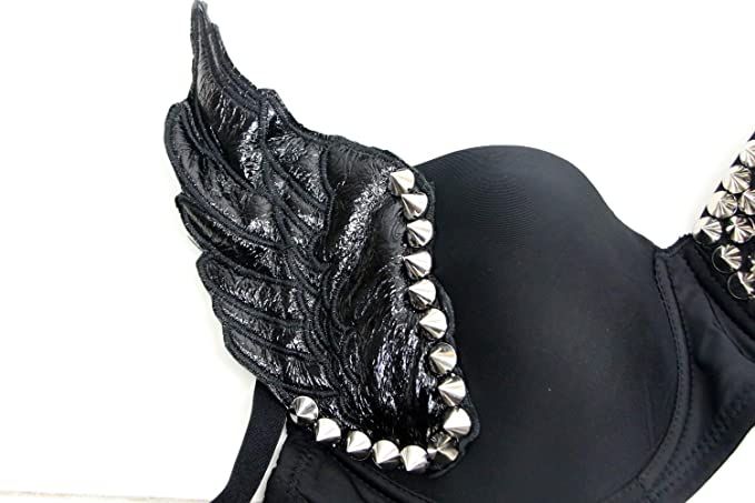 Efektowny Damski Biustonosz Push Up z Ćwiekami i Skrzydłem - XXL