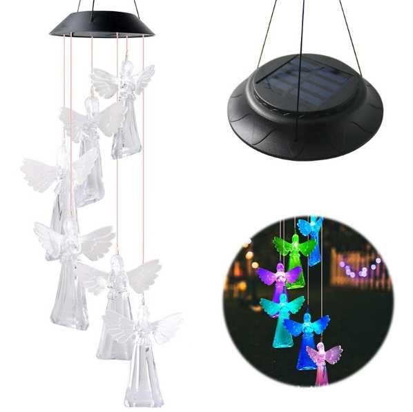 Dekoracja wisząca SOLARNA LED ANIOŁY 76x12,5 cm