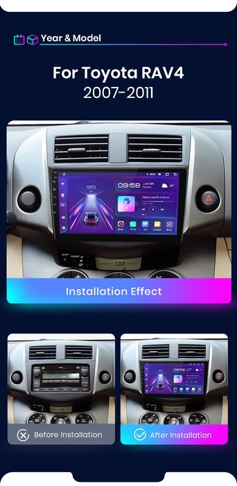 Rádio 9" android Toyota Rav4 de 2005-13 CARPLAY WIFI GPS