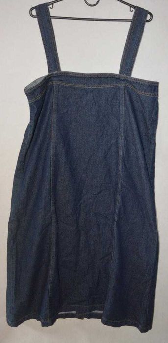 Prosta luźna sukienka jeansowa na szelkach Envii L