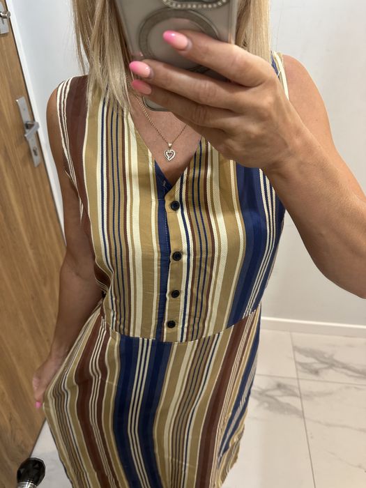 Wloska sukienka w paski wiskoza