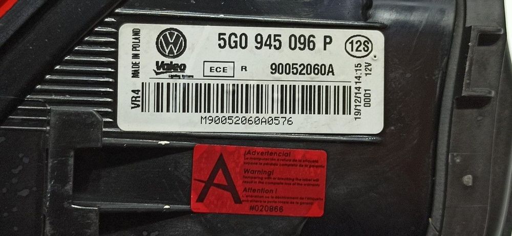 FAROLIM TRASEIRO DIREITO VOLKSWAGEN GOLF VII LIM. (5G1) ADVANCE BLUEMOTION