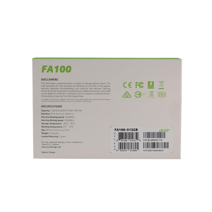 SSD M.2 2280 Acer FA-100 512 gb