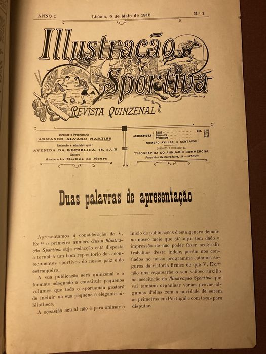 Ilustração Sportiva Anno 1, Nº 1 - 9 Maio 1915
