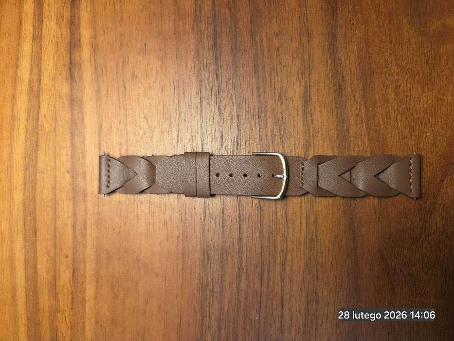 Pasek do zegraka TIMEX Indiglo, 19mm, brazowy, skora, plecionka, nowy