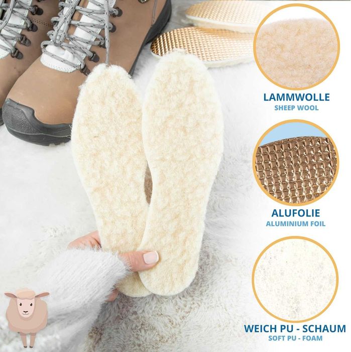 WKŁADKI zimowe 1PARA r.43 SULPO z wełny owczej termiczne NOWE s261