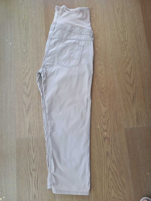 44 H&M MAMA 7/8 ciążowe spodnie beżowe proste nogawki slim