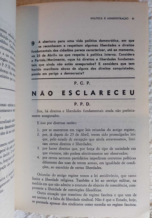 Esclarecer o eleitor: Inquérito aos partidos políticos, Vários