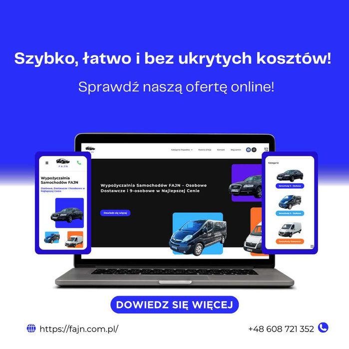 Wynajem Samochodów 9-osobowych, Kaucja tylko 100! – FAJN Wypożyczalnia