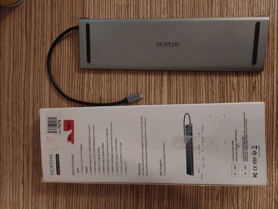 Hub - Stacja dokująca, 2x4K 13in1. USB C. Power Delivery.