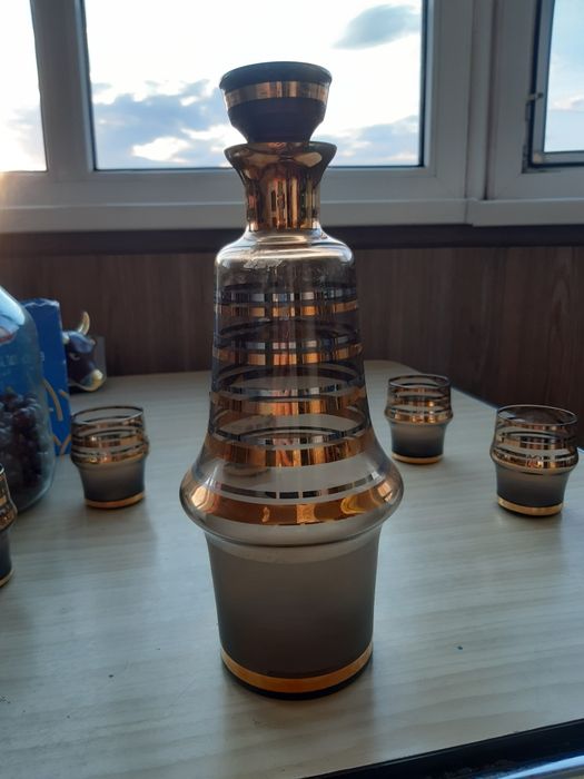 Набор: Графин и 5 стаканчиков Чехословакия.1970г. Богемское стекло.Оде