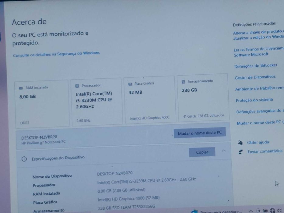 HP i5 8Gb Ram SSD 2 discos