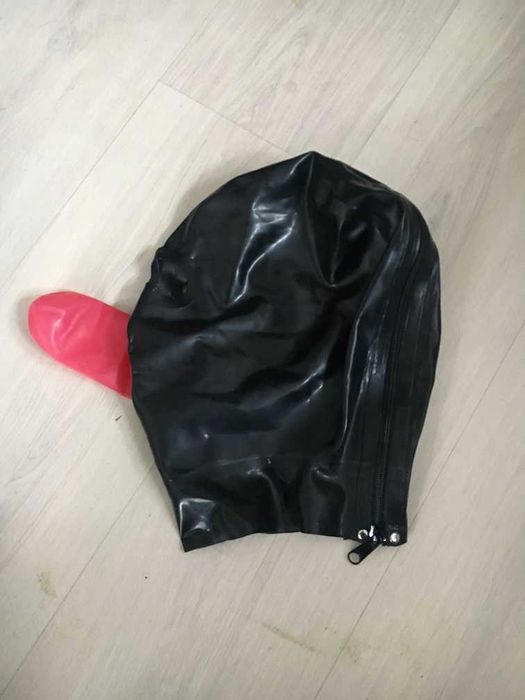 994a/ Teatr Przebranie Bal kostium Maska czarna L zamek rurka bez oczu