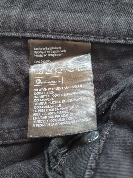 Czarne szerokie proste luzne jeansowe spodnie wysoki stan dziury 36 S