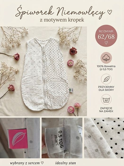 Śpiworek do spania Motherhood 0.5 TOG bawełna 0-6M (56/68)