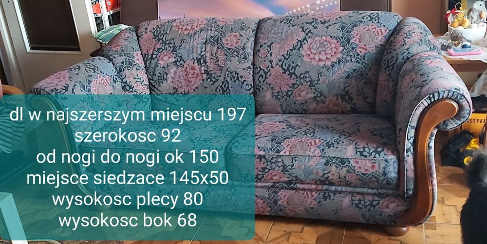 Sofa kanapa do salonu w kwiaty dwuosobowa