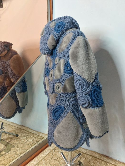 Дубленка с ирланским кружевом. Ручная работа. Эксклюзив.