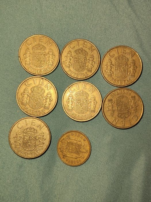Moedas de cien pesetas 1982