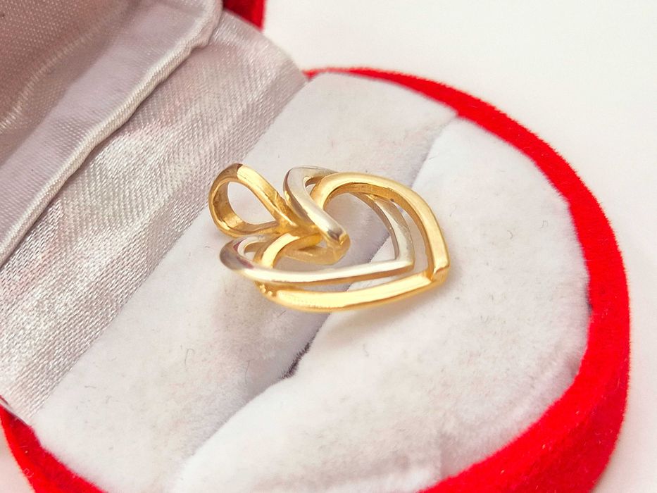 Złota zawieszka Serce 585 (14K) Serduszko Dwa Serca