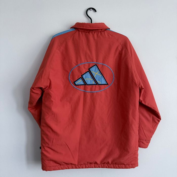 Kurtka vintage Adidas 155 XS S logo na plecach ortalionowa koralowa unikat