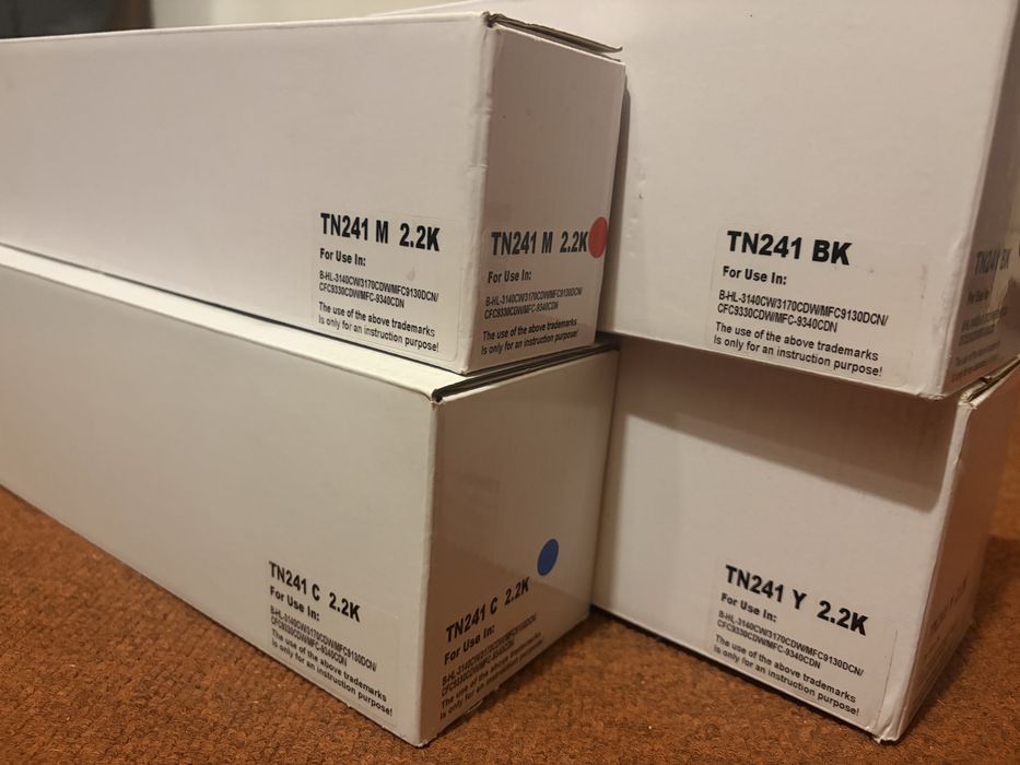 Zestaw tonerow CMYK do  Brother  Tn 241 plus gratis. Nowe zamienniki