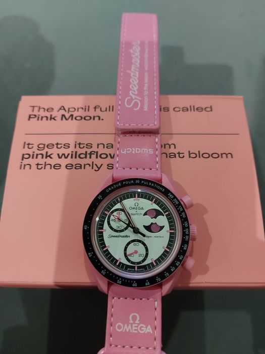 Relógio omega x swatch mission to the pink moonphase