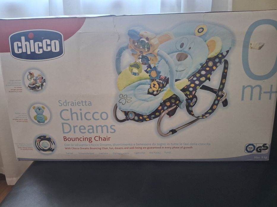 Cadeira de baloiço Chicco Dreams Bouncing Chair – Espreguiçadeira bebé + barra de atividades