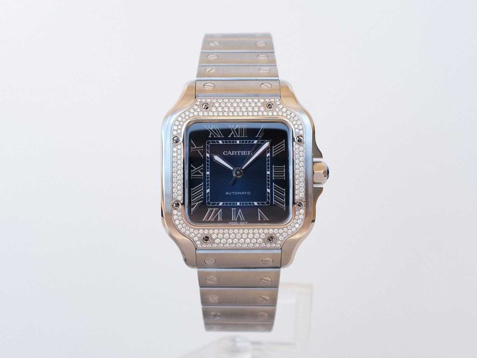 Cartier Santos de Cartier Medium Blue Dial Diamond 35mm