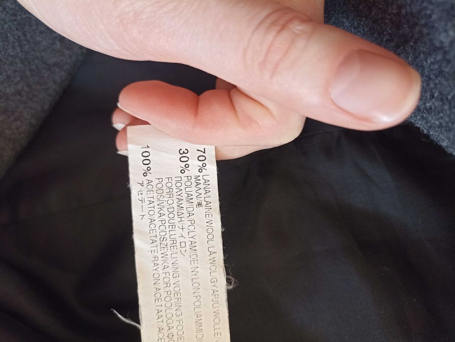 Grafitowy wełniany płaszcz smart casual zara