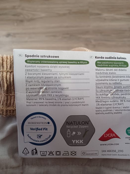 Nowe spodnie sztruksowe męskie rozm.M 48/50