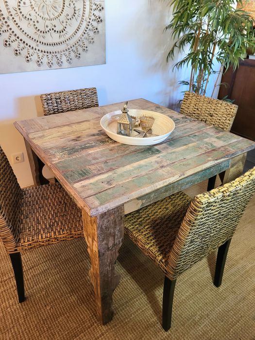 mesa, refeições, cadeiras, oriental, indiano, rustico